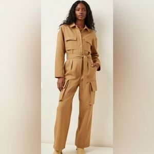 The Frankie Shop Belted Utility Jumpsuit - Khaki - NWT